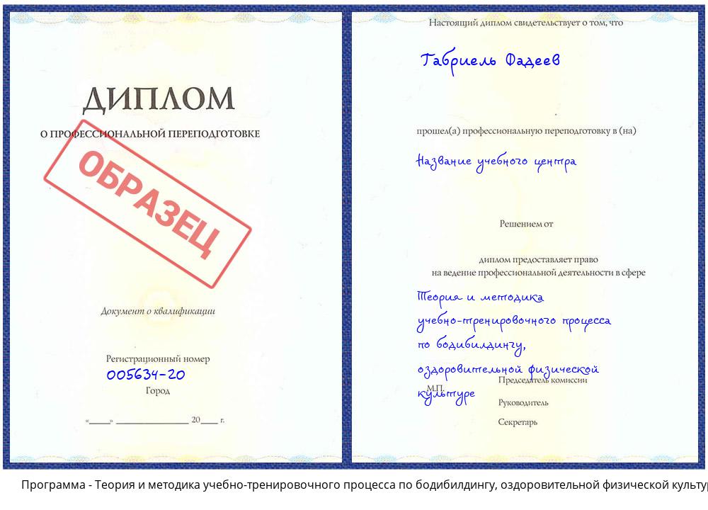 Теория и методика учебно-тренировочного процесса по бодибилдингу, оздоровительной физической культуре Великий Устюг